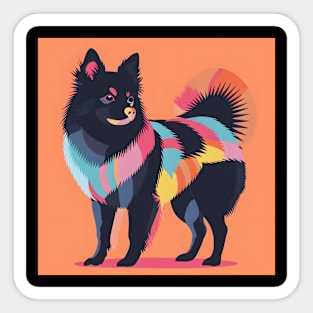 70s Schipperke Vibes: Pastel Pup Parade Sticker